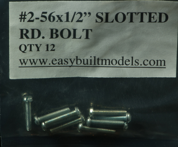 #2-56 x 1/2" Slotted Round Head Bolt