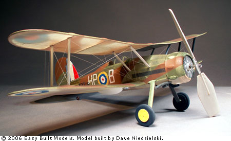 Model Airplane Plans FF : GLOSTER GLADIATIOR 1/12 Scale 32" for 1/2A .75-1cc 